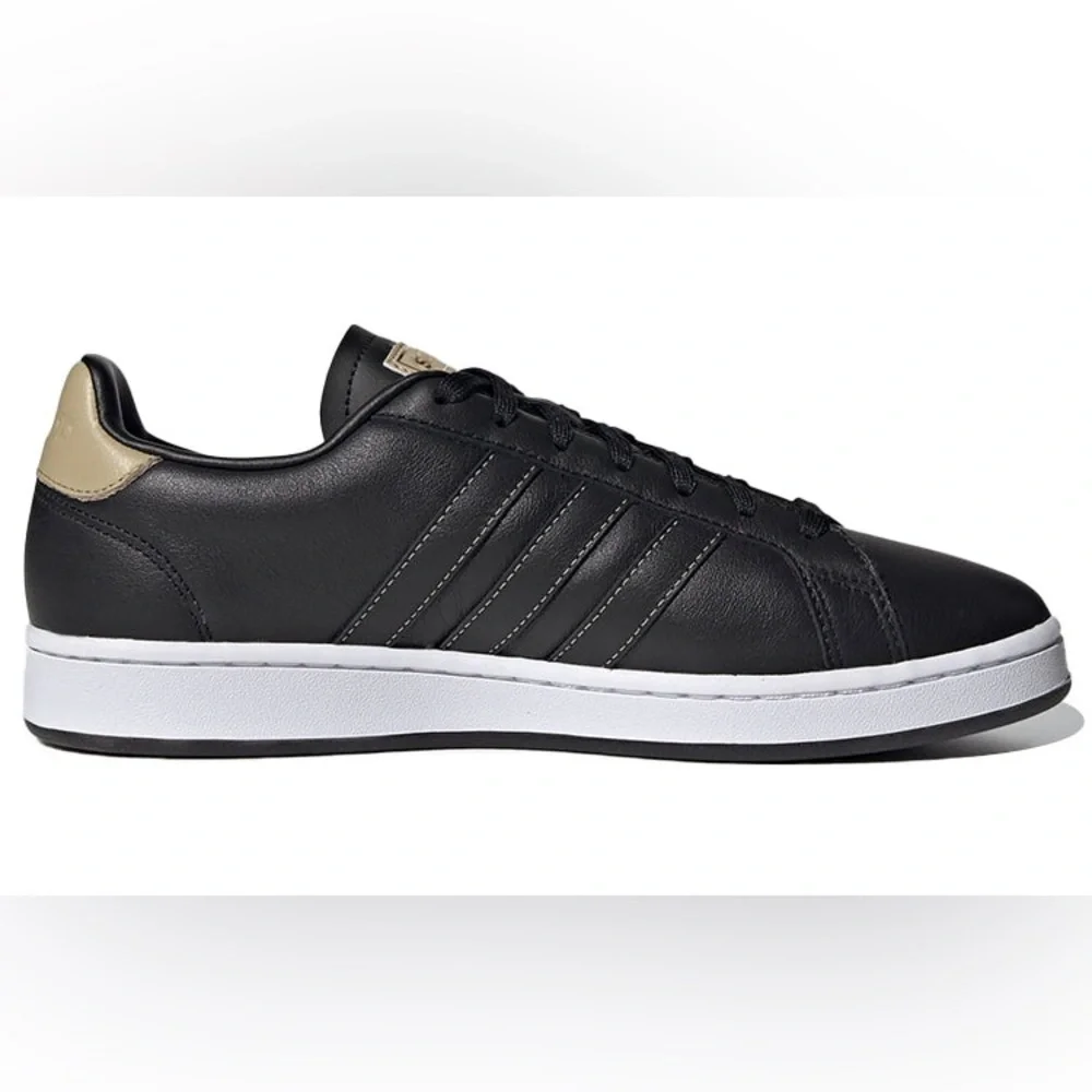 adidas Neo Grand Court Black Gold Men’s Leather Sneakers Size 9.5